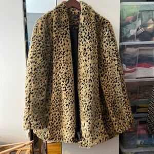 Faux Fur Cheetah Print Coat